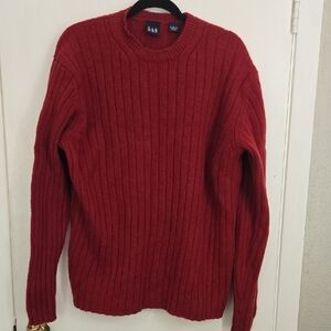 GAP Lambswool Men's Ribbed Crewneck Sweater in Red Sz L